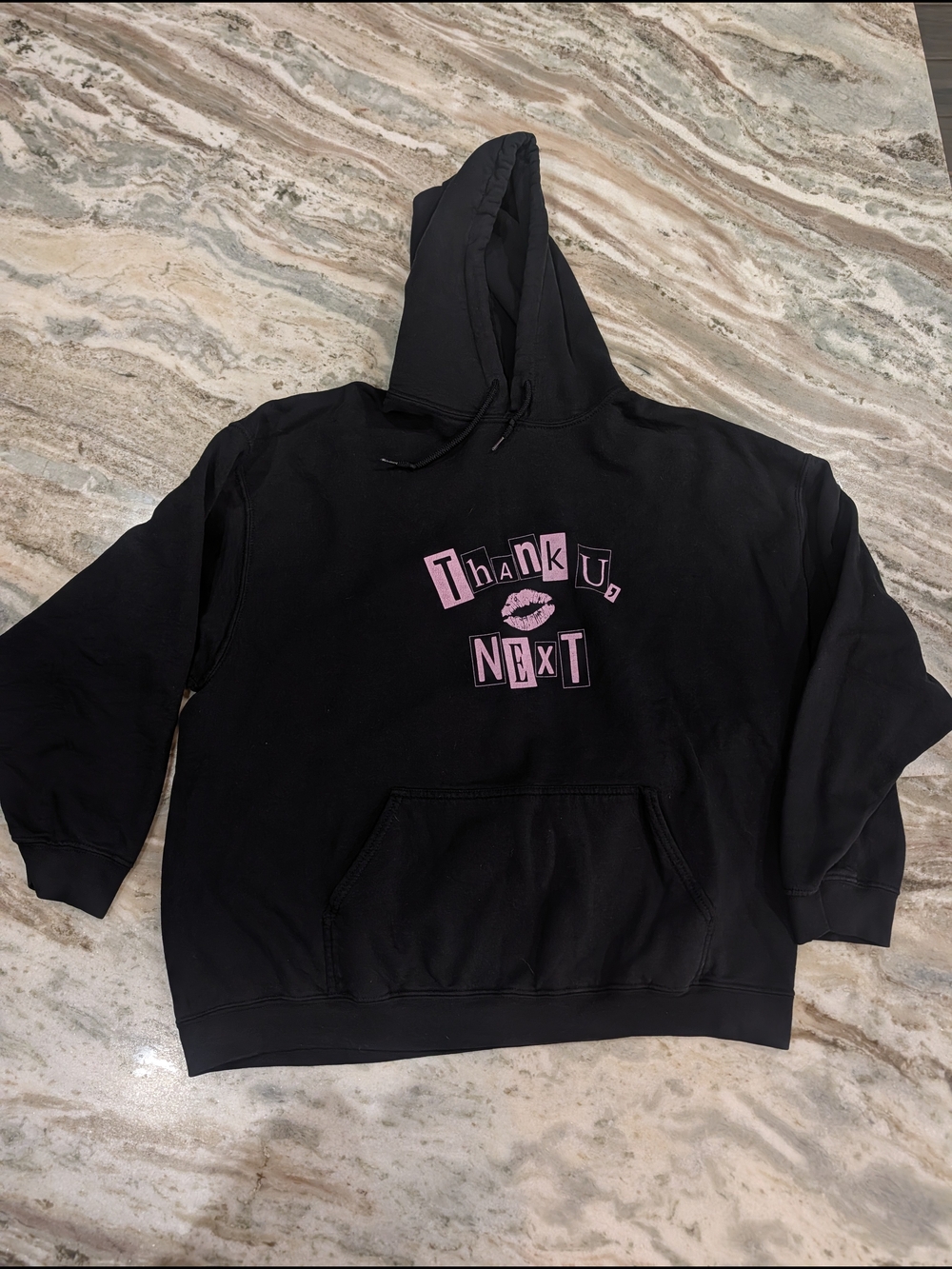 Ariana Grande 'Thank U, Next'  Hoodie with Pink Lettering